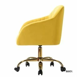 Cheapest 😍 14 Karat Home Velvet Fabric Upholstered/Iron Task Office Chair In Gold/Yellow 🧨 -Deals Writing Desks Store 2577277 2 L