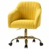 Cheapest 😍 14 Karat Home Velvet Fabric Upholstered/Iron Task Office Chair In Gold/Yellow 🧨 -Deals Writing Desks Store 2577277 L