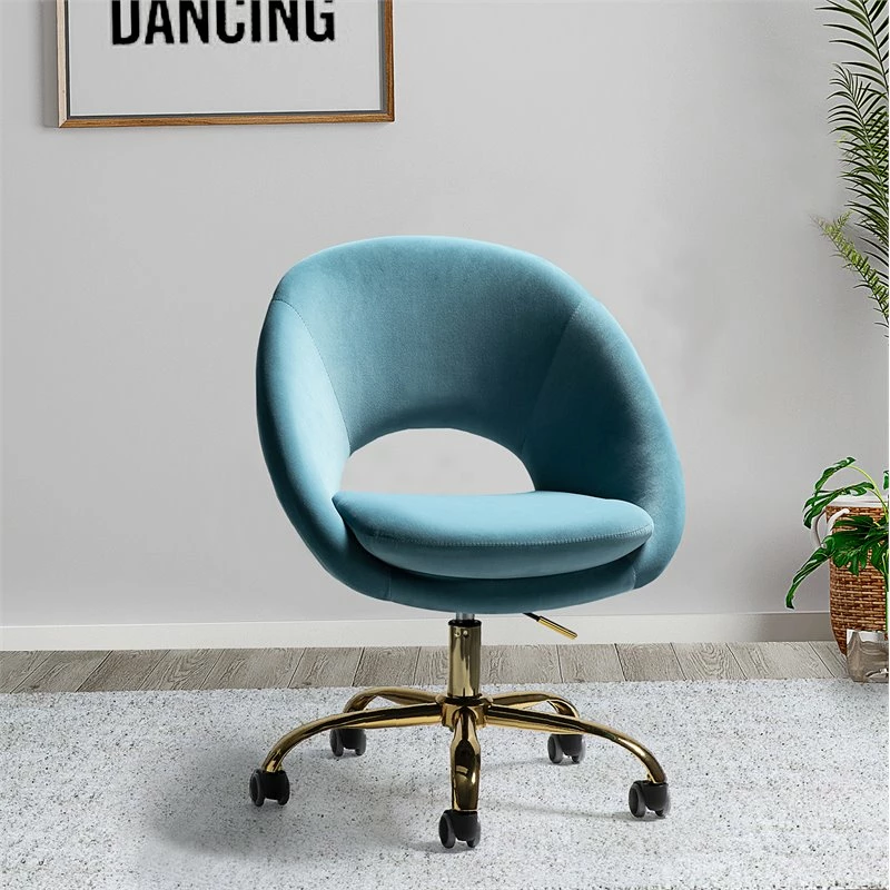 Deals ๐ 14 Karat Home Velvet Fabric Upholstered/Iron Task Office Chair In Gold/Blue ๐ 4 Deals ๐ 14 Karat Home Velvet Fabric Upholstered/Iron Task Office Chair In Gold/Blue ๐ - Image 2