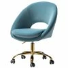 Deals 🛒 14 Karat Home Velvet Fabric Upholstered/Iron Task Office Chair In Gold/Blue 🌟 -Deals Writing Desks Store 2577333 L