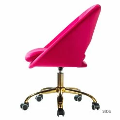 Cheapest 🔥 14 Karat Home Velvet Fabric Upholstered/Iron Task Office Chair In Fuchsia Pink 🤩 7 Cheapest 🔥 14 Karat Home Velvet Fabric Upholstered/Iron Task Office Chair In Fuchsia Pink 🤩 -Deals Writing Desks Store 2577335 2 L