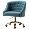 Best Pirce 🔥 14 Karat Home Velvet Fabric Upholstered/Iron Task Office Chair In Blue/Gold 😀 1 Best Pirce 🔥 14 Karat Home Velvet Fabric Upholstered/Iron Task Office Chair In Blue/Gold 😀 -Deals Writing Desks Store 2577341 L