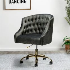 Best reviews of 🥰 14 Karat Home Velvet Fabric Upholstered/Iron Task Office Chair In Charcoal/Gold 🤩 6 Best reviews of 🥰 14 Karat Home Velvet Fabric Upholstered/Iron Task Office Chair In Charcoal/Gold 🤩 -Deals Writing Desks Store 2577342 1 L