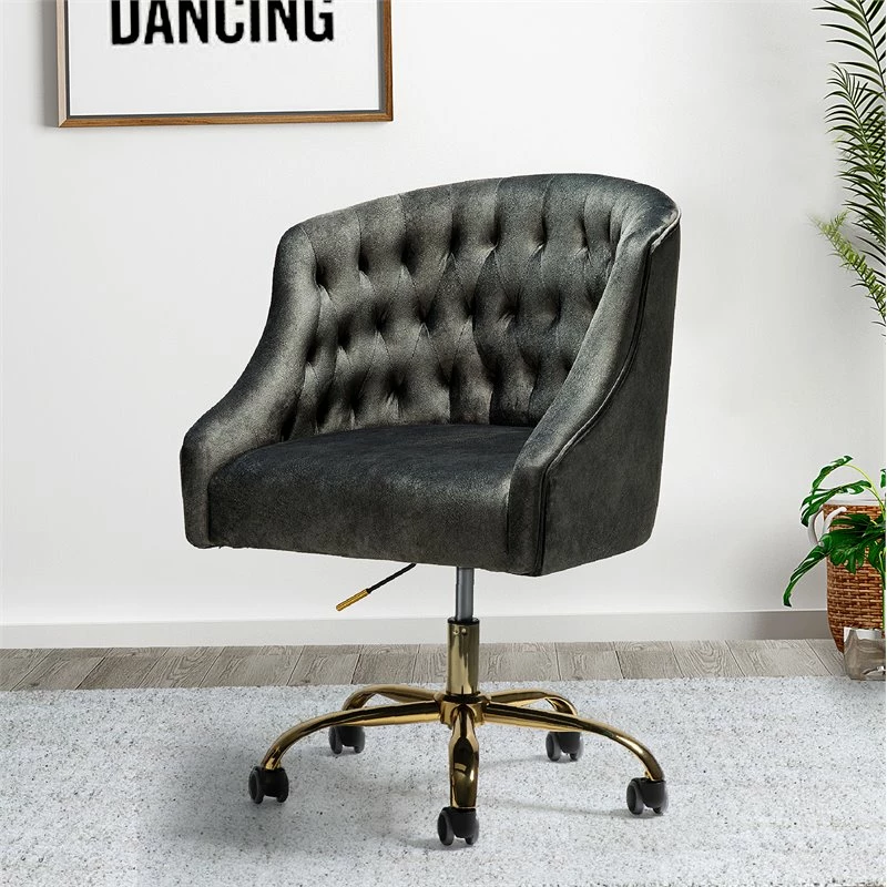 Best reviews of 🥰 14 Karat Home Velvet Fabric Upholstered/Iron Task Office Chair In Charcoal/Gold 🤩 4 Best reviews of 🥰 14 Karat Home Velvet Fabric Upholstered/Iron Task Office Chair In Charcoal/Gold 🤩 - Image 2