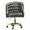 Best reviews of 🥰 14 Karat Home Velvet Fabric Upholstered/Iron Task Office Chair In Charcoal/Gold 🤩 -Deals Writing Desks Store 2577342 L