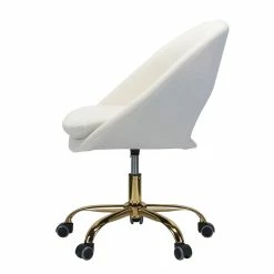Best Sale 🥰 14 Karat Home Velvet Fabric Upholstered/Iron Task Office Chair In Gold/Ivory 💯 7 Best Sale 🥰 14 Karat Home Velvet Fabric Upholstered/Iron Task Office Chair In Gold/Ivory 💯 -Deals Writing Desks Store 2577345 2 L