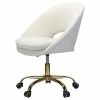Best Sale 🥰 14 Karat Home Velvet Fabric Upholstered/Iron Task Office Chair In Gold/Ivory 💯 -Deals Writing Desks Store 2577345 L