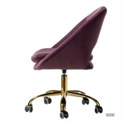 Coupon 💯 14 Karat Home Velvet Fabric Upholstered/Iron Task Office Chair In Gold/Purple ⌛ -Deals Writing Desks Store 2577348 2 L