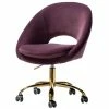 Coupon 💯 14 Karat Home Velvet Fabric Upholstered/Iron Task Office Chair In Gold/Purple ⌛ -Deals Writing Desks Store 2577348 L