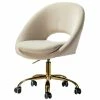 Promo 🧨 14 Karat Home Velvet Fabric Upholstered/Iron Task Office Chair In Gold/Tan 👏 -Deals Writing Desks Store 2577349 L