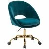 Coupon 🥰 14 Karat Home Velvet Fabric Upholstered/Iron Task Office Chair In Teal Blue 🔔 1 Coupon 🥰 14 Karat Home Velvet Fabric Upholstered/Iron Task Office Chair In Teal Blue 🔔 -Deals Writing Desks Store 2577350 L