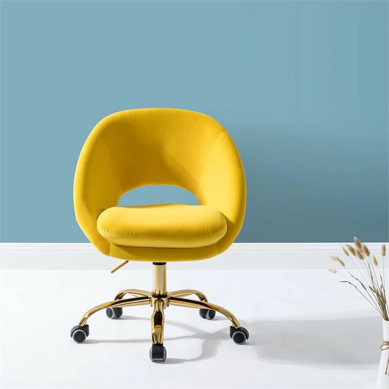 Top 10 🛒 14 Karat Home Velvet Fabric Upholstered/Iron Task Office Chair In Yellow 👏 4 Top 10 🛒 14 Karat Home Velvet Fabric Upholstered/Iron Task Office Chair In Yellow 👏 - Image 2