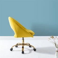 Top 10 🛒 14 Karat Home Velvet Fabric Upholstered/Iron Task Office Chair In Yellow 👏 7 Top 10 🛒 14 Karat Home Velvet Fabric Upholstered/Iron Task Office Chair In Yellow 👏 -Deals Writing Desks Store 2577351 2 L