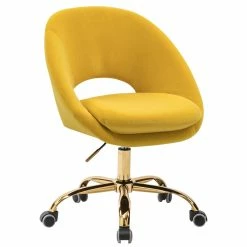 Top 10 🛒 14 Karat Home Velvet Fabric Upholstered/Iron Task Office Chair In Yellow 👏