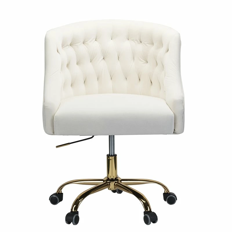 Top 10 😉 14 Karat Home Velvet Fabric Upholstered/Iron Task Office Chair In Ivory/Gold 👍 5 Top 10 😉 14 Karat Home Velvet Fabric Upholstered/Iron Task Office Chair In Ivory/Gold 👍 - Image 3