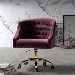 Coupon 👏 14 Karat Home Velvet Fabric Upholstered/Iron Task Office Chair In Purple/Gold 👍 6 Coupon 👏 14 Karat Home Velvet Fabric Upholstered/Iron Task Office Chair In Purple/Gold 👍 -Deals Writing Desks Store 2577355 1 L