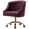Coupon 👏 14 Karat Home Velvet Fabric Upholstered/Iron Task Office Chair In Purple/Gold 👍 -Deals Writing Desks Store 2577355 L