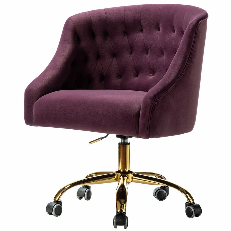 Coupon 👏 14 Karat Home Velvet Fabric Upholstered/Iron Task Office Chair In Purple/Gold 👍 3 Coupon 👏 14 Karat Home Velvet Fabric Upholstered/Iron Task Office Chair In Purple/Gold 👍