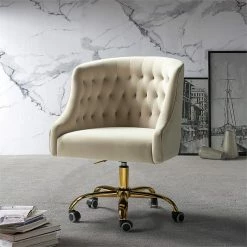 Coupon 👏 14 Karat Home Velvet Fabric Upholstered/Iron Task Office Chair In Tan/Gold ❤️ 6 Coupon 👏 14 Karat Home Velvet Fabric Upholstered/Iron Task Office Chair In Tan/Gold ❤️ -Deals Writing Desks Store 2577356 1 L