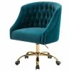 Brand new 🤩 14 Karat Home Velvet Fabric Upholstered/Iron Task Office Chair In Teal Blue/Gold ⭐ 2 Brand new 🤩 14 Karat Home Velvet Fabric Upholstered/Iron Task Office Chair In Teal Blue/Gold ⭐ -Deals Writing Desks Store 2577357 L