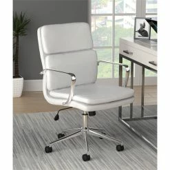 New 😉 Urbanpro Contemporary Standard Back Upholstered Office Chair In White 😉 -Deals Writing Desks Store 2594118 1 L