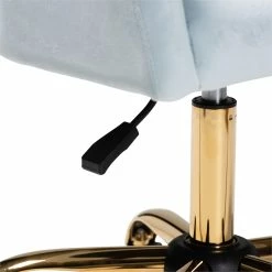 Flash Sale ✨ Baxton Studio Ravenna Aqua Velvet Fabric And Gold Metal Swivel Office Chair 🥰 -Deals Writing Desks Store 2599704 7 L