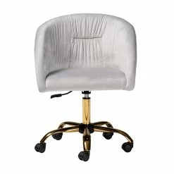 Cheapest ⌛ Baxton Studio Ravenna Grey Velvet Fabric And Gold Metal Swivel Office Chair ⭐ 18 Cheapest ⌛ Baxton Studio Ravenna Grey Velvet Fabric And Gold Metal Swivel Office Chair ⭐ -Deals Writing Desks Store 2599706 1 L