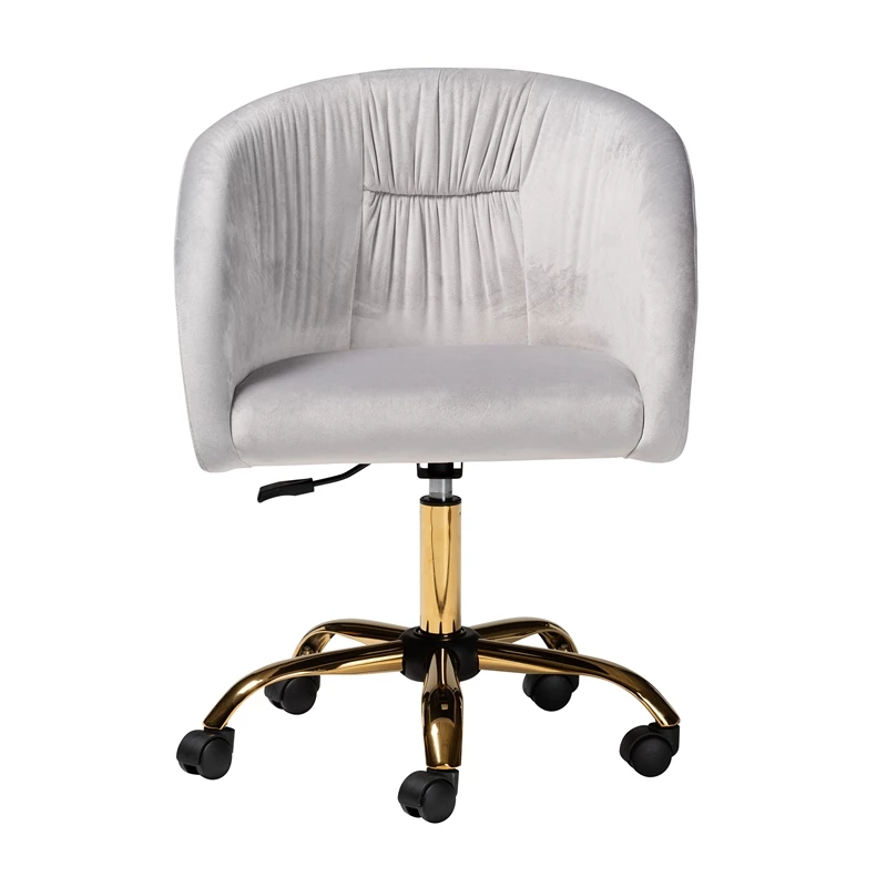 Cheapest ⌛ Baxton Studio Ravenna Grey Velvet Fabric And Gold Metal Swivel Office Chair ⭐ 5 Cheapest ⌛ Baxton Studio Ravenna Grey Velvet Fabric And Gold Metal Swivel Office Chair ⭐ - Image 3