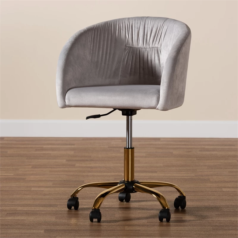 Cheapest ⌛ Baxton Studio Ravenna Grey Velvet Fabric And Gold Metal Swivel Office Chair ⭐ 14 Cheapest ⌛ Baxton Studio Ravenna Grey Velvet Fabric And Gold Metal Swivel Office Chair ⭐ - Image 12