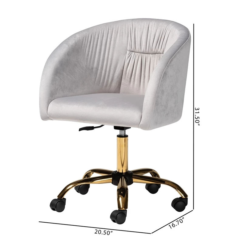 Cheapest ⌛ Baxton Studio Ravenna Grey Velvet Fabric And Gold Metal Swivel Office Chair ⭐ 15 Cheapest ⌛ Baxton Studio Ravenna Grey Velvet Fabric And Gold Metal Swivel Office Chair ⭐ - Image 13