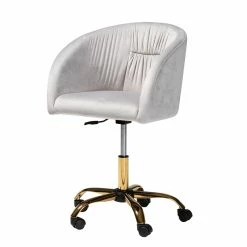Cheapest ⌛ Baxton Studio Ravenna Grey Velvet Fabric And Gold Metal Swivel Office Chair ⭐ 21 Cheapest ⌛ Baxton Studio Ravenna Grey Velvet Fabric And Gold Metal Swivel Office Chair ⭐ -Deals Writing Desks Store 2599706 4 L