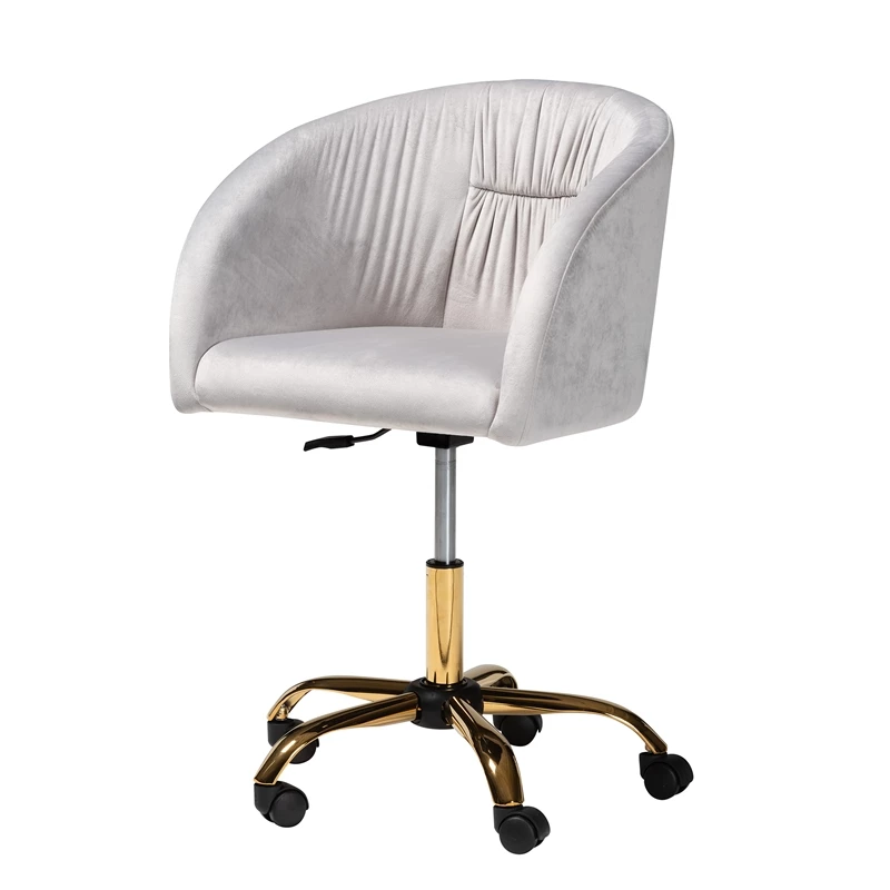 Cheapest ⌛ Baxton Studio Ravenna Grey Velvet Fabric And Gold Metal Swivel Office Chair ⭐ 8 Cheapest ⌛ Baxton Studio Ravenna Grey Velvet Fabric And Gold Metal Swivel Office Chair ⭐ - Image 6