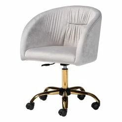 Cheapest ⌛ Baxton Studio Ravenna Grey Velvet Fabric And Gold Metal Swivel Office Chair ⭐ 17 Cheapest ⌛ Baxton Studio Ravenna Grey Velvet Fabric And Gold Metal Swivel Office Chair ⭐ -Deals Writing Desks Store 2599706 L