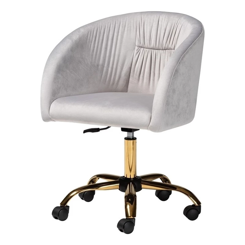 Cheapest ⌛ Baxton Studio Ravenna Grey Velvet Fabric And Gold Metal Swivel Office Chair ⭐ 4 Cheapest ⌛ Baxton Studio Ravenna Grey Velvet Fabric And Gold Metal Swivel Office Chair ⭐ - Image 2