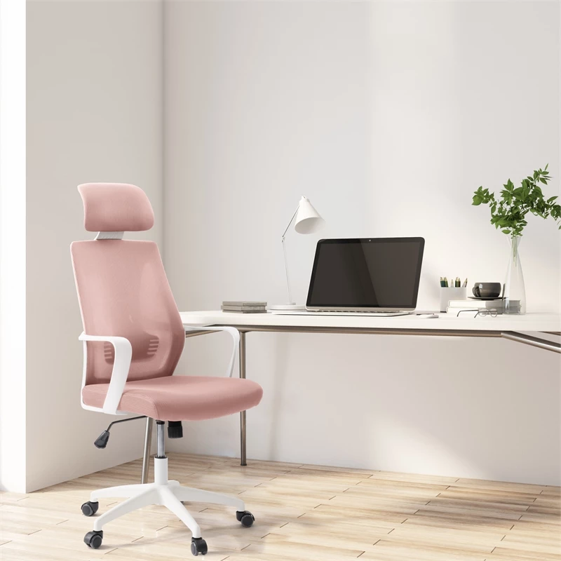 Promo 😍 CorLiving Workspace Fabric Mesh Back Pink And White Office Chair 🎉 5 Promo 😍 CorLiving Workspace Fabric Mesh Back Pink And White Office Chair 🎉 - Image 3