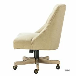 Budget 🎁 HomeRoots 'Beige Natural Tufted Back Linen Style Rolling Office Chair 🎉 13 Budget 🎁 HomeRoots 'Beige Natural Tufted Back Linen Style Rolling Office Chair 🎉 -Deals Writing Desks Store 2623814 2 L