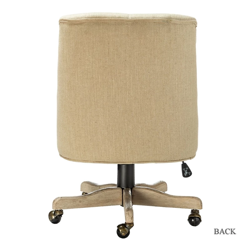 Budget 🎁 HomeRoots 'Beige Natural Tufted Back Linen Style Rolling Office Chair 🎉 7 Budget 🎁 HomeRoots 'Beige Natural Tufted Back Linen Style Rolling Office Chair 🎉 - Image 5
