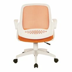 Outlet 😍 OSP Home Furnishings Jackson Office Chair With Orange Fabric Mesh And White Frame Including Flip Arms 🔥 -Deals Writing Desks Store 2632332 2 L