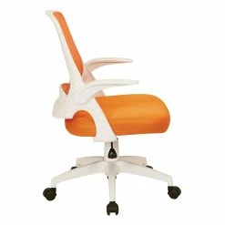 Outlet 😍 OSP Home Furnishings Jackson Office Chair With Orange Fabric Mesh And White Frame Including Flip Arms 🔥 -Deals Writing Desks Store 2632332 3 L