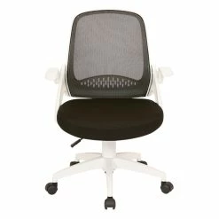 Outlet 🔥 OSP Home Furnishings Jackson Office Chair With Black Fabric Mesh And White Frame Including Flip Arms 🥰 -Deals Writing Desks Store 2632336 1 L