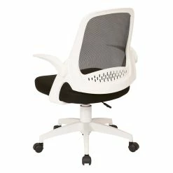 Outlet 🔥 OSP Home Furnishings Jackson Office Chair With Black Fabric Mesh And White Frame Including Flip Arms 🥰 -Deals Writing Desks Store 2632336 2 L