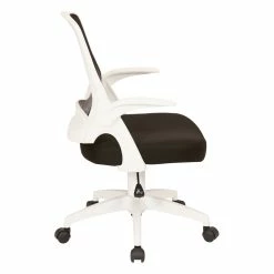 Outlet 🔥 OSP Home Furnishings Jackson Office Chair With Black Fabric Mesh And White Frame Including Flip Arms 🥰 -Deals Writing Desks Store 2632336 3 L