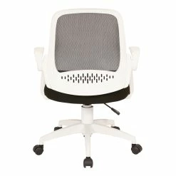 Outlet 🔥 OSP Home Furnishings Jackson Office Chair With Black Fabric Mesh And White Frame Including Flip Arms 🥰 -Deals Writing Desks Store 2632336 4 L