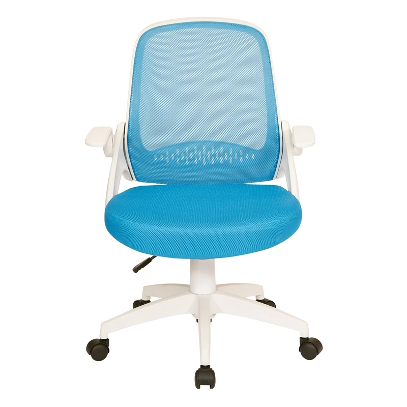 Deals 😍 OSP Home Furnishings Jackson Office Chair With Blue Fabric Mesh And White Frame Including Flip Arms 🔔 4 Deals 😍 OSP Home Furnishings Jackson Office Chair With Blue Fabric Mesh And White Frame Including Flip Arms 🔔 - Image 2