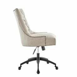 Cheapest 🎁 Modway Regent Tufted Back Modern Fabric Swivel Office Chair In Beige/Black 😍 -Deals Writing Desks Store 2633553 3 L