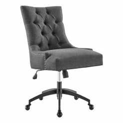 Wholesale 🎁 Modway Regent Tufted Back Modern Fabric Swivel Office Chair In Gray/Black ❤️