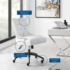 Wholesale 🧨 Modway Regent Tufted Back Modern Fabric Swivel Office Chair In White/Black ❤️ -Deals Writing Desks Store 2633580 7 L