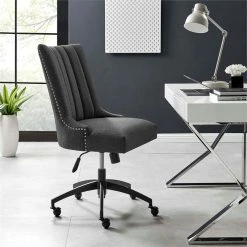 Coupon 👏 Modway Empower 21.5" Tufted Fabric Swivel Office Chair In Gray/Black 🎁 -Deals Writing Desks Store 2633608 1 L
