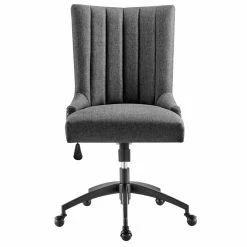 Coupon 👏 Modway Empower 21.5" Tufted Fabric Swivel Office Chair In Gray/Black 🎁 -Deals Writing Desks Store 2633608 2 L