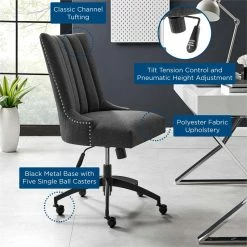 Coupon 👏 Modway Empower 21.5" Tufted Fabric Swivel Office Chair In Gray/Black 🎁 -Deals Writing Desks Store 2633608 7 L